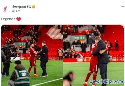 传说！利物浦2-0胜维拉赛后杰拉德与萨拉赫场边雷同并拥抱